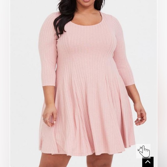Torrid Light Pink Hacci Skater Dress Size 2 - Picture 2 of 7
